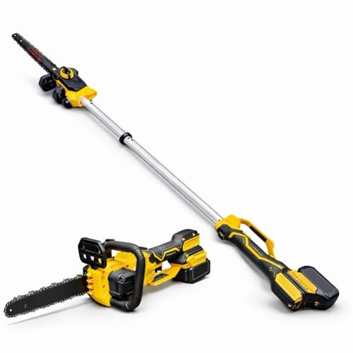 GrecoShop Motosega Telescopica Elettrica 12” a Batteria–Potatore Allungabile per Alberi e Rami Alti–Cordless con 2 Batterie Alta Capacità–Motore Potente, Lama 30 cm, Leggera e Maneggevole Giardino