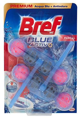 Bref Bref WC Blue Activ+ Floral, Detergente Profumatore WC in Pastiglie Igienizzante Bagno, Pulito, Fresco, Duopacco - 100 g