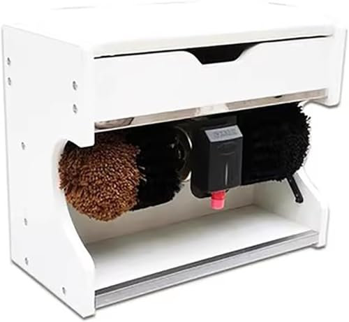 Automatic Shoes Shiner, Leather Shoes Polishing Tool,White Electric Shoe Polisher, Men Shoes/Boots Cleaning Polisher,Fully Automatic Boots Shiner, Dark Color Boot Automatic Brush with Seat (Color : A