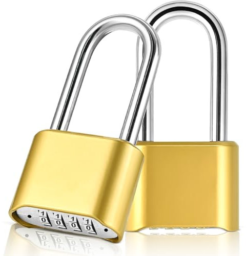 Lockwise 4 Digit Heavy Duty Combination Padlock, Weatherproof Combination Lock for Gym Locker Outdoor, Set Your Own Combo Pad Lock, Gate Locks with Code for Outdoor Fence, 2 Pack