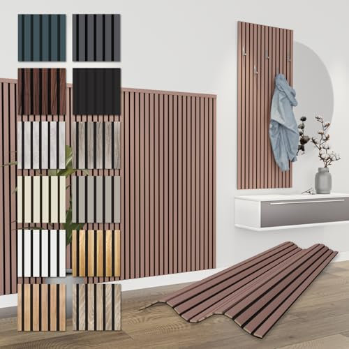 HEXIM Akustikpaneele 138,5x60cm - flexible Lamellenwand Holz MDF Wandpaneele Lamellenverkleidung Wandverkleidung Innendekoration schalldämmend (4 Paneele / 3,32 m² Mauve - APH03)