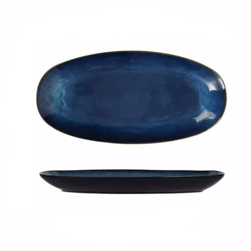 Mattallrikar Keramisk Oval Fisktallrik Japansk Sushitallrik Hushållsångad Fisktallrik Bestick Ugnsvarvad Middagstallrik Kreativ Stor Fisktallrik Keramiska mattallrikar(M)