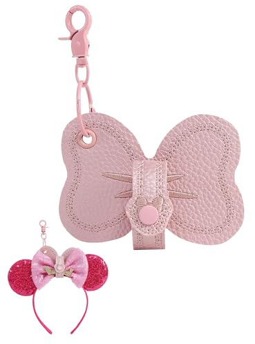 Nuolich Mouse Ear Headband Holder for Backpack Leather Bow Keychain Charm