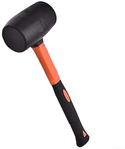 Oniissy Maillet en caoutchouc avec poignée en fibre de verre pour pose de sol en caoutchouc solide, travail du bois, installation de carrelage, artisanat, poignée antidérapante, 315 mm (noir)
