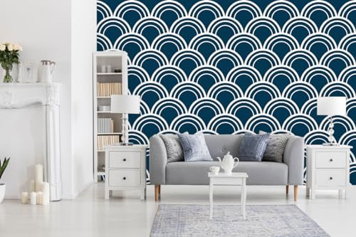 Glücksvilla - Papier peint design autocollant (240 x 300 cm l x H) – différentes dimensions – papier peint non tissé – décoration murale moderne – motif 07 ornement oriental – couleur 22 Blueberry