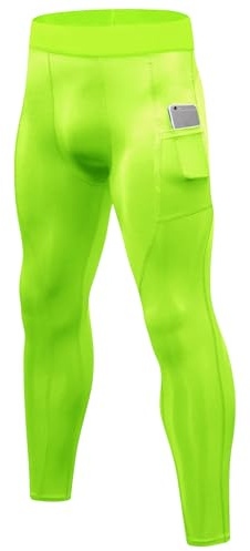 Yuerlian Men's Compression Leggings Running Cool Dry Tights with Pockets | Breathable, Lightweight,Base Layer Pants,Bottoms for Sports,Gym,Workout,Athletic,Highly Elastic,Training,Football,Exercise