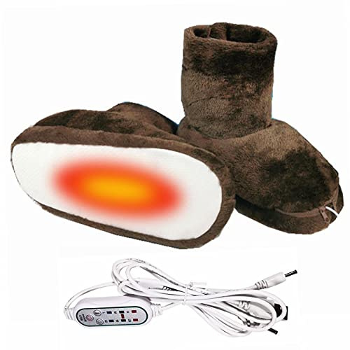 2025 Nuovo Pantofole Riscaldanti USB Scaldapiedi Scarpe, 3 Livelli di Temperatura Riscaldate Stivali Scaldapiedi per Donna Uomo Freddo Invernale Ciabatte Calde Donna Morbide Peluche Scarpe per Case