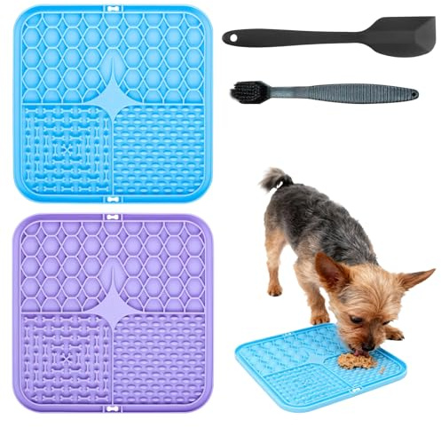 YRUHAN 2 Piezas Alfombra de Lamer para Perros, Leckmatte für Hunde und Katzen mit Saugnäpfen, Alfombrilla de Lamer, Seguro y Saludable, Antideslizante y Portátil, Adecuado para el Baño