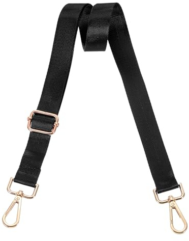 QUARKZMAN Correa Ancha De Hombro Ajustable De 2.5 Cm para Bolso Reemplazo De Correa Cruzada para Bolso De Hombro Bolso De Mano Negro Hebilla De Núcleo Extraíble Dorado Claro