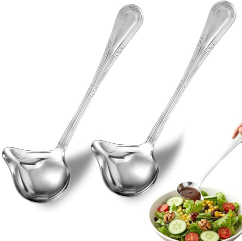 Cucharón de Salsa Acero Inoxidable,2 PCS Cucharón para Salsas con Pico 20 cm,Cucharón para Salsas con Vertedor con Vertedor para Sopa Salsas Guisos y Más