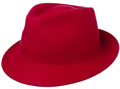 Lipodo Trilby Hut aus Wollfilz Damen/Herren - Filzhut Herrenhut Made in Italy - Italienischer Wollhut Herbst/Winter - Wollfilzhut rot S (54-55 cm)