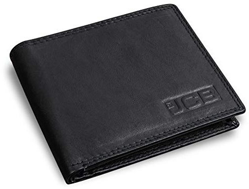 JCB Genuine Black Leather Mens Wallet - RFID NFC Blocking Designer Wallet with Contactless Card Protection Soft Stylish Bifold Design with Zipper Coin Pocket Pouch