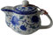 Teekanne 500 ml blau-weiße Pfingstrosenblüte aus Porzellan mit Edelstahl-Teesieb (Mudan Flower 500 ml)