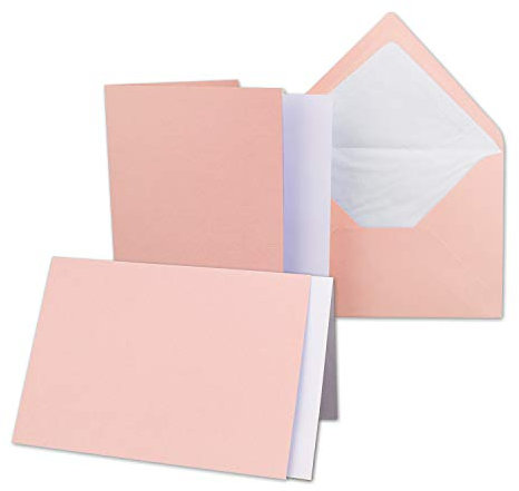25 x Kartenpaket mit gefütterten Brief-Umschlägen und Einleger - gerippt - DIN A6/C6 - Altrosa - 10,5 x 14,8 cm - Nassklebung - NEUSER PAPIER