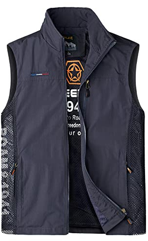 Herothorn Chaleco de Pesca para Hombre Al Aire Libre Chaqueta sin Mangas Verano Multibolsillos de Mezclilla Fotografía Caza Cámping Senderismo