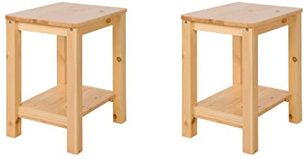 Homestyle4u 2271, Holzhocker Hocker Holz Natur 2 Stück Sitzhocker 2er Set Tischhocker Kniehocker Kiefer Massivholz