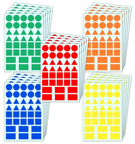 50 Hojas, 1800 Piezas - Gomets Colores Surtidos, Pegatinas Formas Geometricas - 5 Colores