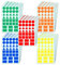 1800 Stück - Sticker Geometrische Aufkleber Formen Etiketten (Kreis, Dreieck, Quadrat, Rechteck) - 5 Farben