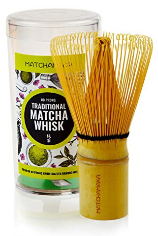 MATCHAMAKA 80 Prong Matcha Whisk - Premium Natural Bamboo - Traditional Japanese Tea Ceremony Chasen - Green Tea