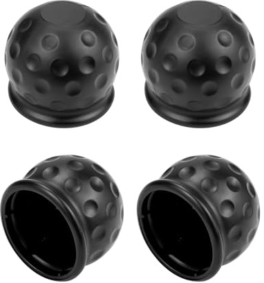 QWORK® 4 stycken släpvagnskoppling, 50 mm gummidragkrok, skyddskåpa, dragkrok, kulhuvud för släpvagn, personbil, lastbil, RV (svart)