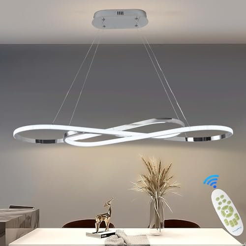 Lampada a sospensione a LED tavolo da pranzo lampada a sospensione dimmerabile con telecomando lampada a sospensione design lineare lampadario lampada da cucina segretaria regolabile(L100cm/57W)cromo