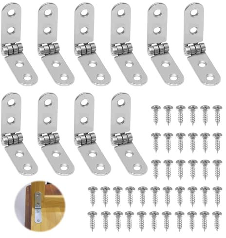 10 Stück Scharniere Klappbar 180 Grad, Klappscharnier, Aufschraubscharnier Klappbar Schaniere mit 40 Stück Schrauben für Klapptisch, Schrank, Garderobe, Holzkiste, Möbel, Nähmaschinen