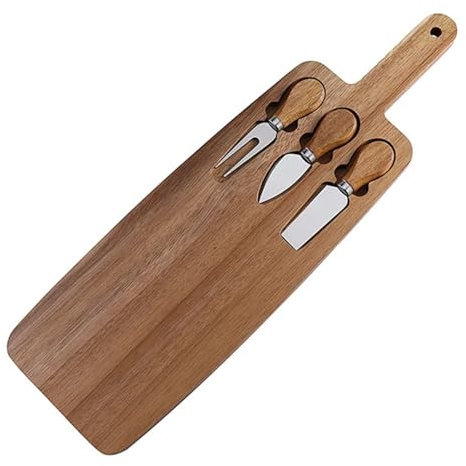 JWMSXYQR ostbräda, ostbräda, set, akacia träost serveringsbräda, Charcuterie-tillbehör, present för inflyttning, bröllopsfest för matlagad mat (silver)