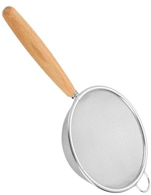 Setaccio a rete – In acciaio inox 304 con manico in legno | Setaccio drenante a lunga durata | Set di setacci e colino per cucinare e cuocere al forno