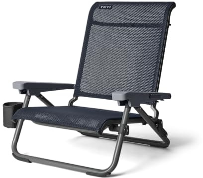YETI Hondo Beach Chair (Navy) – Folding Beach Chair Under 12 lbs for Easy Carry – Reclining Design with FlexGrid Support – Durable for Sand & Outdoors – 5 Year Warranty