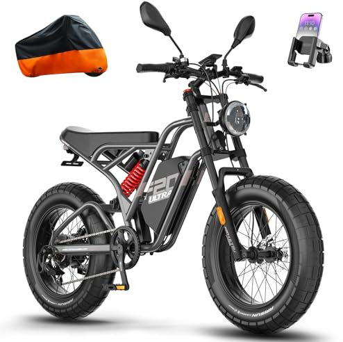 Fafrees F20 ULTRA Electric Bike for Adults - 120km Range, 79Nm Torque, 48V 25Ah Battery, Hydraulic Brakes, 20 * 5.0 Fat Tire All-Terrain Moto E-Bike for Men and Ladies (GUNMETAL GRAY)