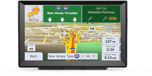 Sat Nav 2025 New UK Europe Map, Touch Screen Car GPS and Support Voice Turn Direction Guidance/Speed and Red Light Warning/Custom Truck Routing (9 inch)
