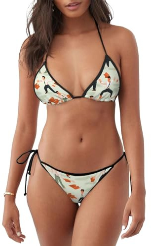 WHJSHOP Women's 2 pcs Bikini Swimsuit Karate Picture Softness, Bathing Suits, Black, Large