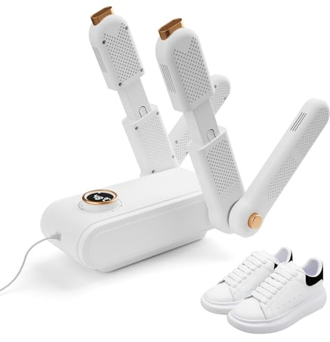 Yuning Seche Chaussure Electrique, Seche Bottes Soufflant, Sèche-Gants Portable, Sèche-Chaussures à Température Réglable avec Minuterie d'Arrêt Automatique et 4 Supports,Pliable sèche Chaussures Ski