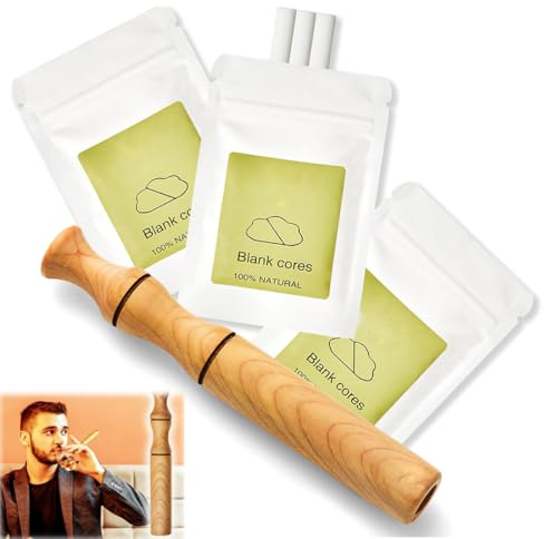 SUJEBKC Inalatore oli Essenziali in legno, Ciondolo Aromatico Respirazione, Include tre confezioni di nuclei di cotone di ricambio, Adatto all'uso Quotidiano