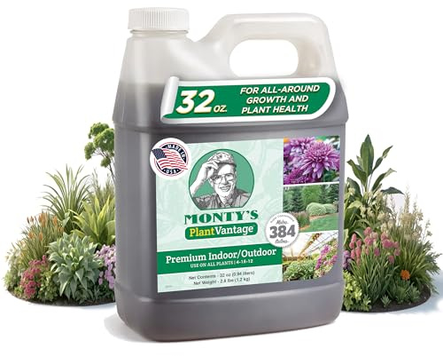PlantVantage Premium Indoor/Outdoor Plant Food - NPK Fertilizer (4-15-12) with Zinc and Iron for House Plant, Trees and Vegetables - Indoor and Outdoor Plant Liquid Fertilizer - Easy Root Feed - 32oz