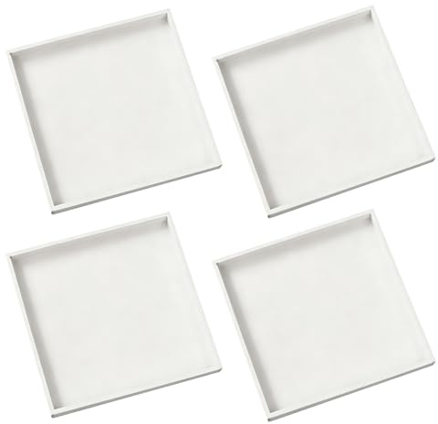 Bofanze 4 Pezzi Vassoio Legno Bianco Quadrato,20 * 20 * 2cm,Vassoio Bagno Portaoggetti Quadrato Vassoio da Portata Legno Vassoio Decorativo in Legno Vassoio Quadrato Piccolo per Gioielli, Cosmetici