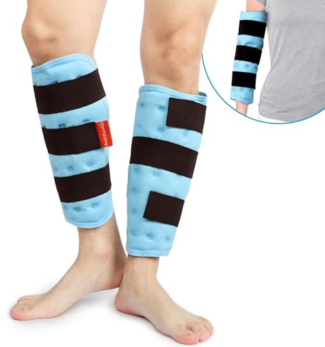 Comfytemp 2-Pack Leg Ice Pack Wrap for Sports Injuries, Hot & Cold Therapy | Reusable Gel Ice Pack for Shin Splints, Edema, Swelling, Suitable for Elbow, Limbs, Calf, Arms, Knees, Post-Surgery Recovery