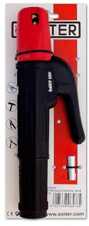 Solter Pinza Portaelectrodo Cerrada 400A – Alta Conductividad, Mango Ergonómico, Soldadura MMA, Compatible con Cables Estándar