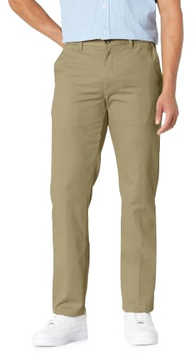Amazon Essentials herr Slim-Fit rynkbeständig platt framsida chinos byxa