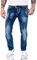 Rock Creek Herren Jeans Hose Regular Slim Stretch Jeans Herrenjeans Herrenhose Denim Stonewashed Basic Stretchhose Raw RC-2110A Dunkelblau W32 L34