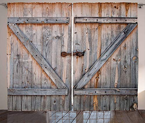 ABAKUHAUS Rustico Tenda, American Country Style, Casa Arredamento Elemento Distintivo Due Pannelli Set, 280 x 225 cm, Grigio Marrone