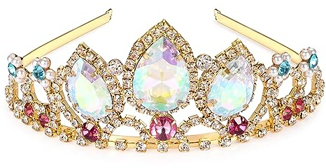 hengkaixuan Princess Crown Halloween Cosplay Hair Accessories Girls Pretty Rapunzel Tiara Sparkly Tiara Bridal Wedding Crystal Hair Band Tiara Pageant Tiara Birthday Gifts Cake Topper for Girls Women