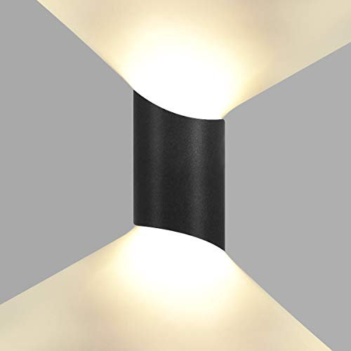 HAWEE 10W Impermeabile Moderno Lampada da Parete LED Applique da Parete Alluminio Lampada da Muro Interno Esterno per Bagno, Camera da Letto Scale Portico Corridoio Soggiorno, Nero 3000K