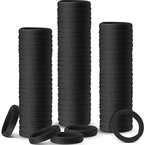 WILLBOND Lot de 100 Élastiques à Cheveux Épais en Coton Sans Couture - Accessoires Sans Plis pour Queue de Cheval