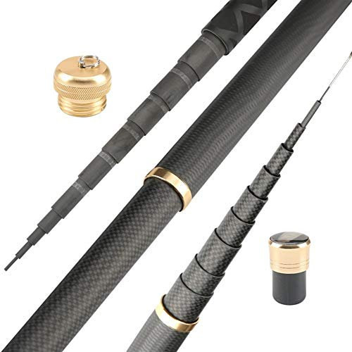 XUCZHAI Super Light Hart Carbon Fiber Hand Angelrute Teleskop Angelrute 2.7M 3.6M 3.9M 4.5M 5.4M 6.3M 7.2M 8M 9M 10M Stream-Rod Angelrute Teleskoprute (Color : Black, Size : 3.9m)
