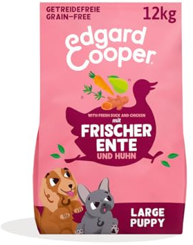 Edgard & Cooper Hundefutter Puppy Getreidefrei für Large Welpen Hunde (12kg), frische Ente & Huhn, ausgewogene Rezeptur speziell für Welpen, mit Karotte, Kurkuma, Thymian und Birne, nie Fleischmehl
