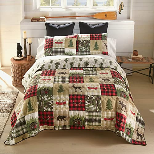 Donna Sharp Twin Bedding Set - 2 Piece - Cedar Lodge Lodge Quilt Set with Twin Quilt and One Standard Pillow Sham - Machine Washable