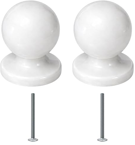 bricoleva.it Coppia Pomelli Rotondi per Mobili Porte Armadi Cassetti Comodini Ante - Pomolo Tondo per Mobili - Pomello Piccolo in Zama Color Bianco