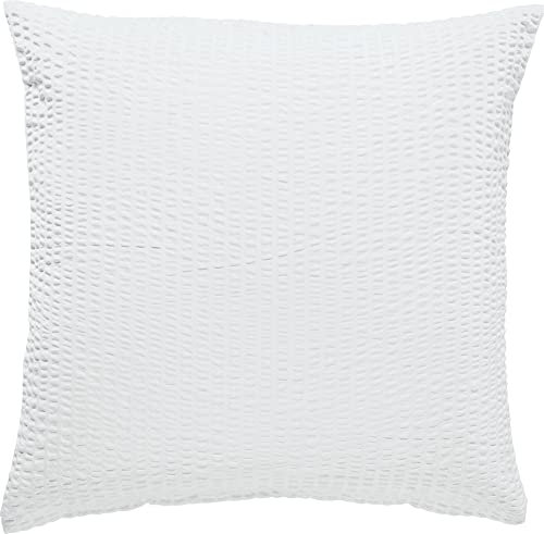 REDBEST Kissenbezug, Kissenhülle Seersucker Uni Detroit weiß Größe 80x80 cm - weich, schnell trocknend, bügelfrei, mit Reißverschluss