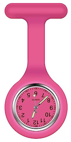 Vicloon Montre à Gousset D'infirmière, Infirmière Montre Broche en Silicone avec Broche pour Infirmières et à Tout Autre Professionnel de la Santé Rose